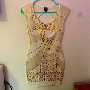 White and gold mini club dress